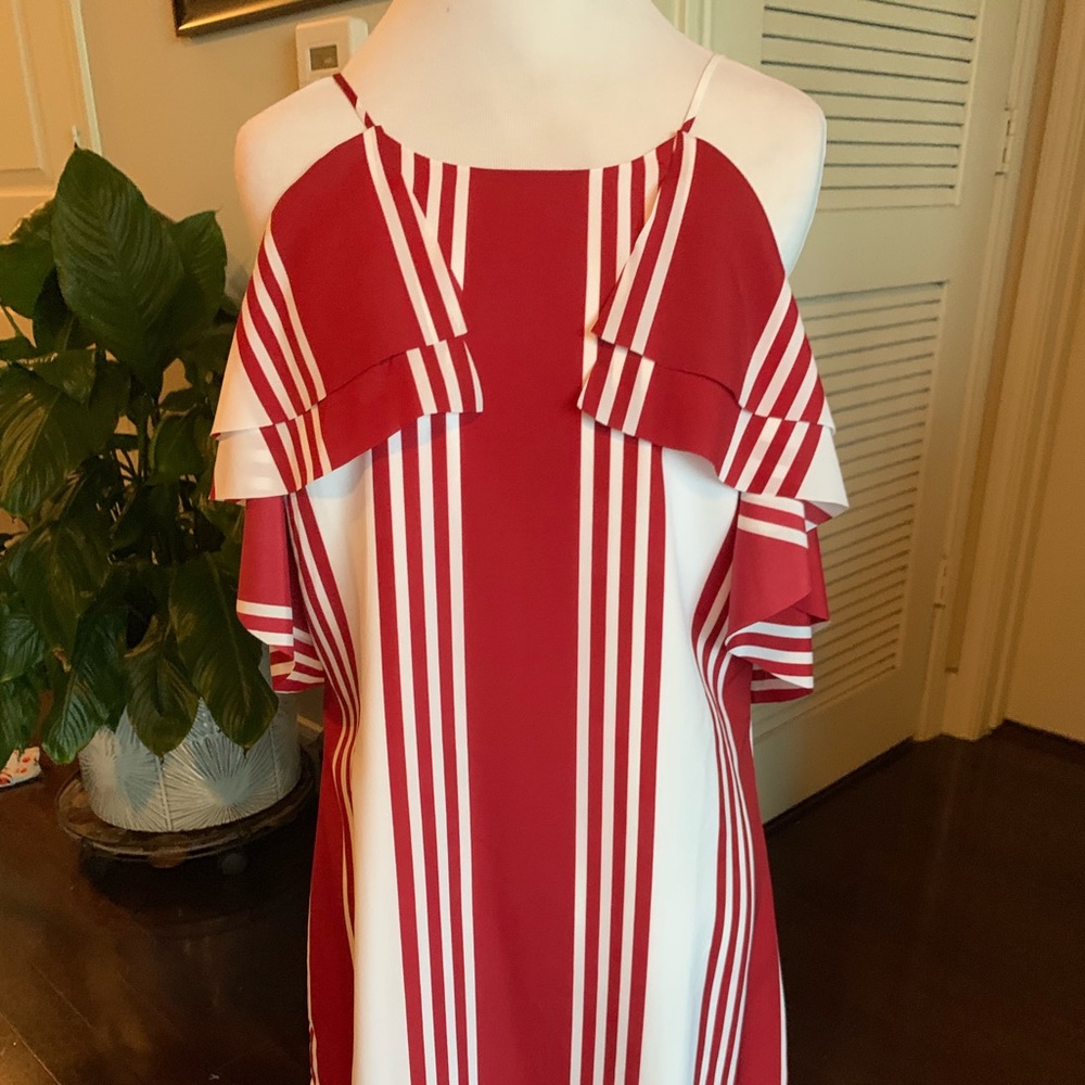 Banana Republic Cold Shoulder Red/White Dress